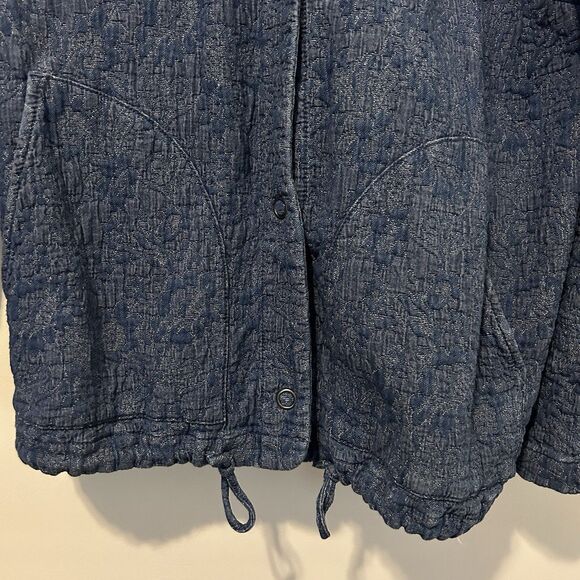 Pure Jill Jacket Womens M Blue Indigo Floral Jacquard Textured Boho Mature Offic - Picture 3 of 10